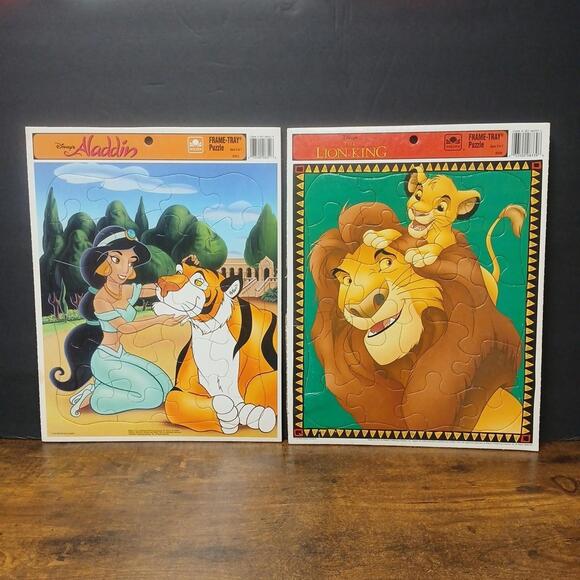 Disney Other - Lot of 2 Vintage Disney Frame Tray Puzzles, Aladdin & The Lion King, Ages 3-7